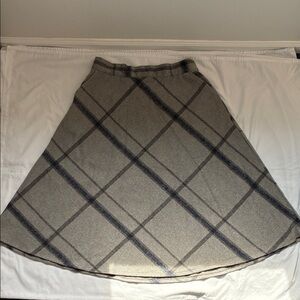 Tanming Gray Plaid Blue Stripe Wool Blend Long Skirt Size XL Lined